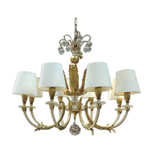Lustre en métal doré 1950 à