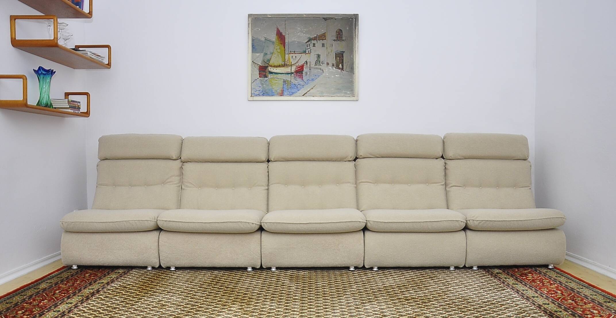 Canapé modulable boucle beige, 1970