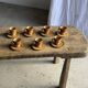 Set of 10 cups and 7 saucers ochre stoneware H7