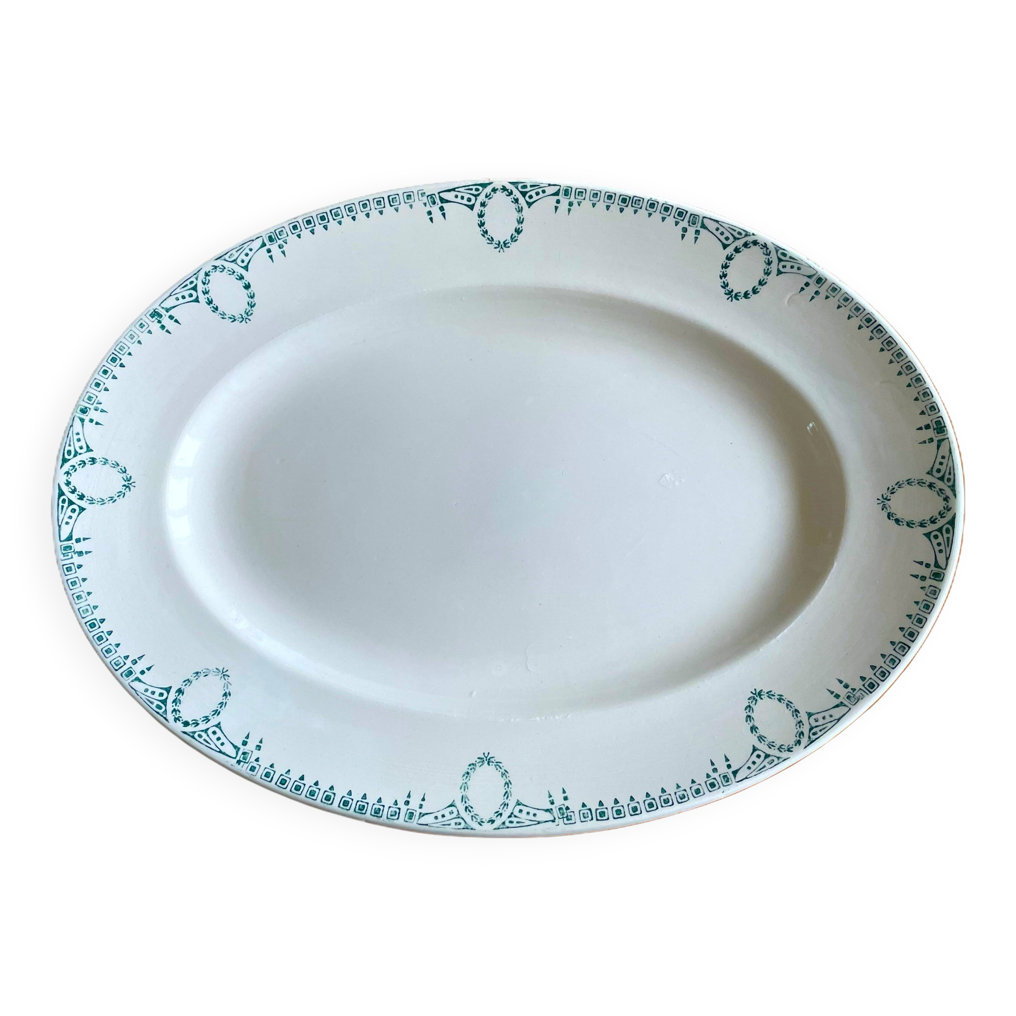 Old oval earthenware dish from Saint-Amand (North)