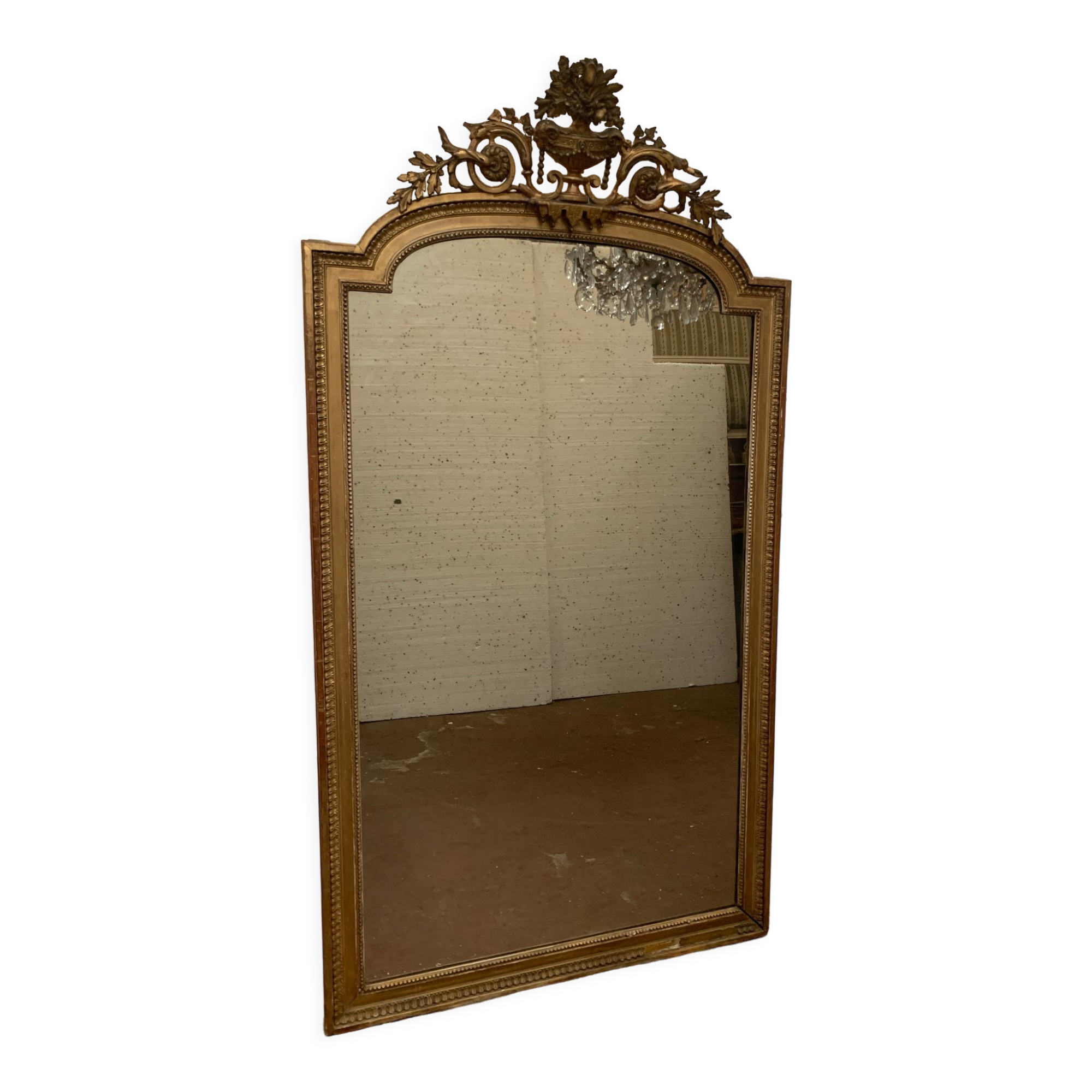 Louis XVI style mirror in wood and gilded stucco XIX century