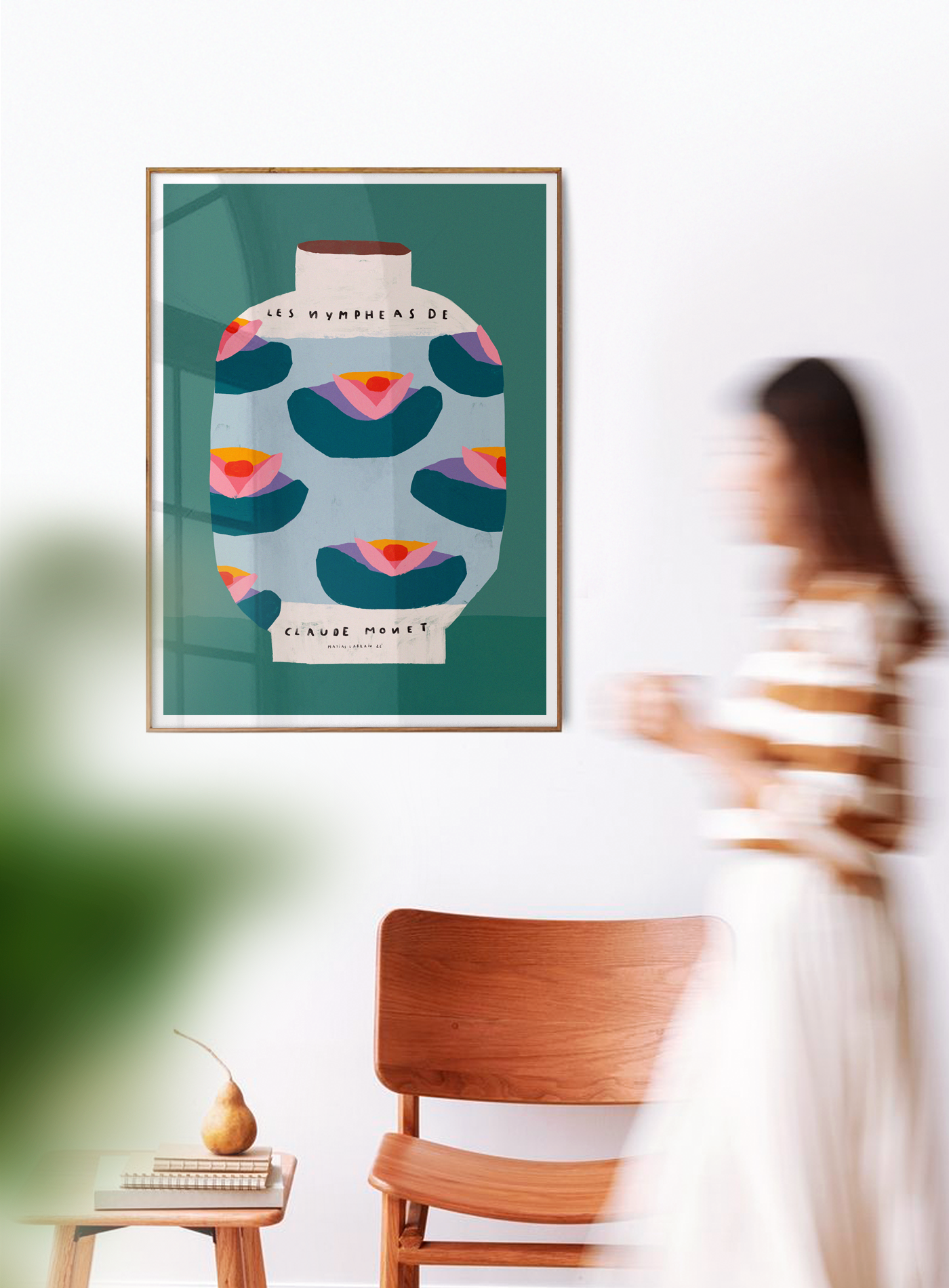 Wall poster colorful vase water lilies 30cm*40cm