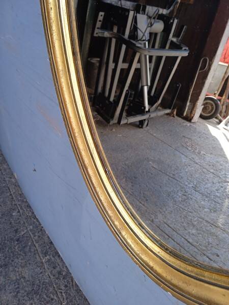 Gilded wood mirror period 1960 oval