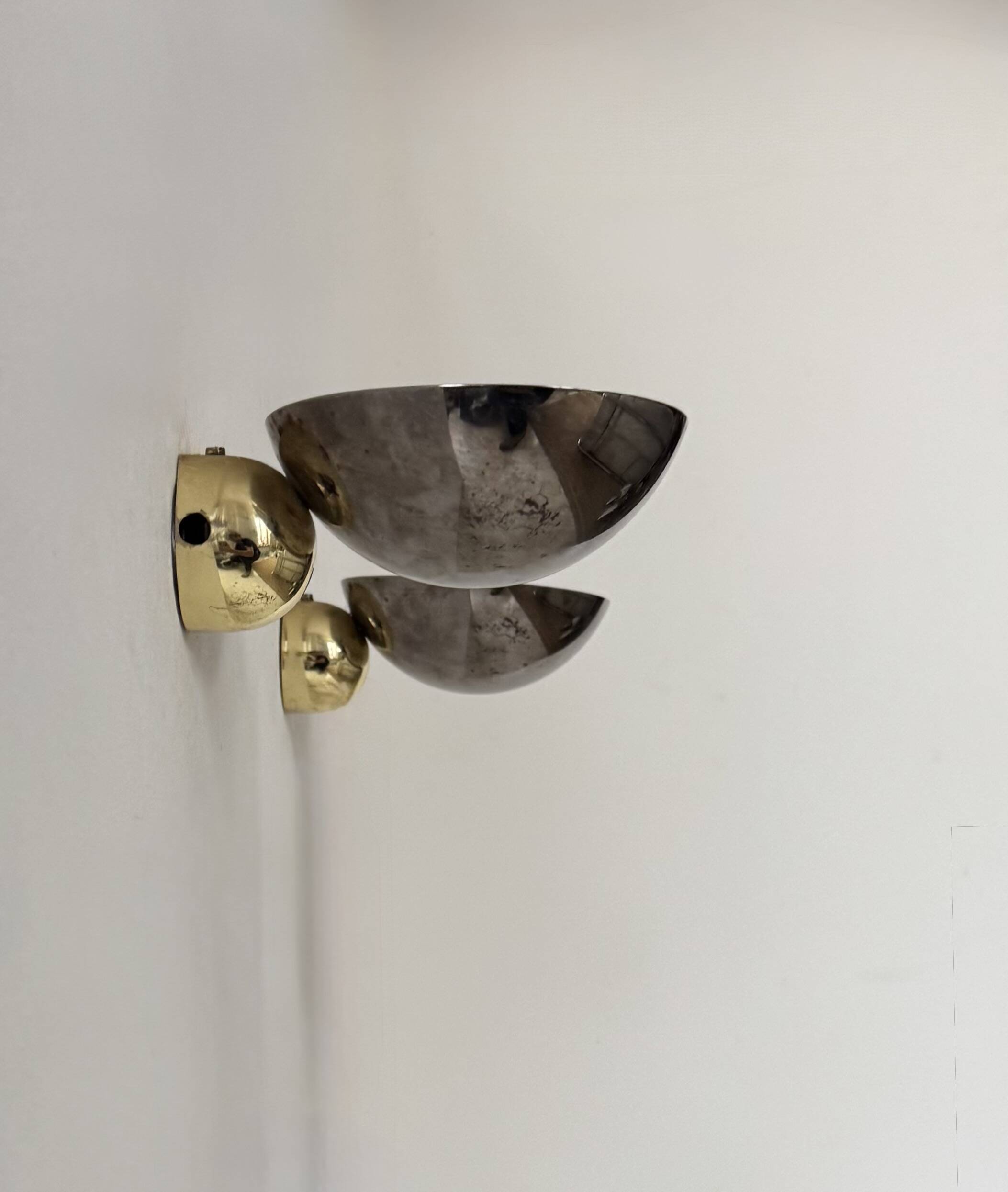 Pair of vintage wall lights, chrome and brass, Italy, 1980