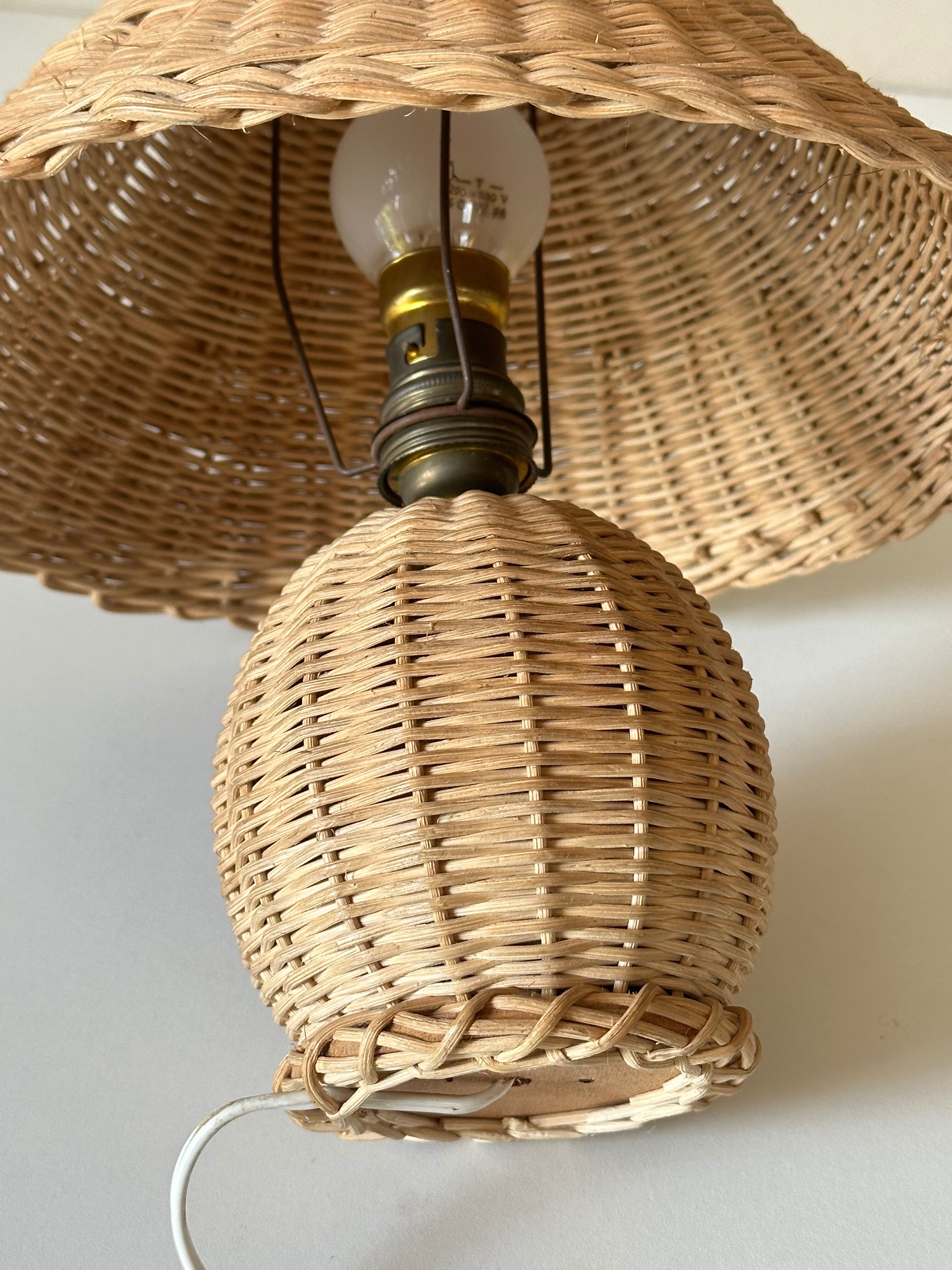 Lampe rotin vintage annees 60