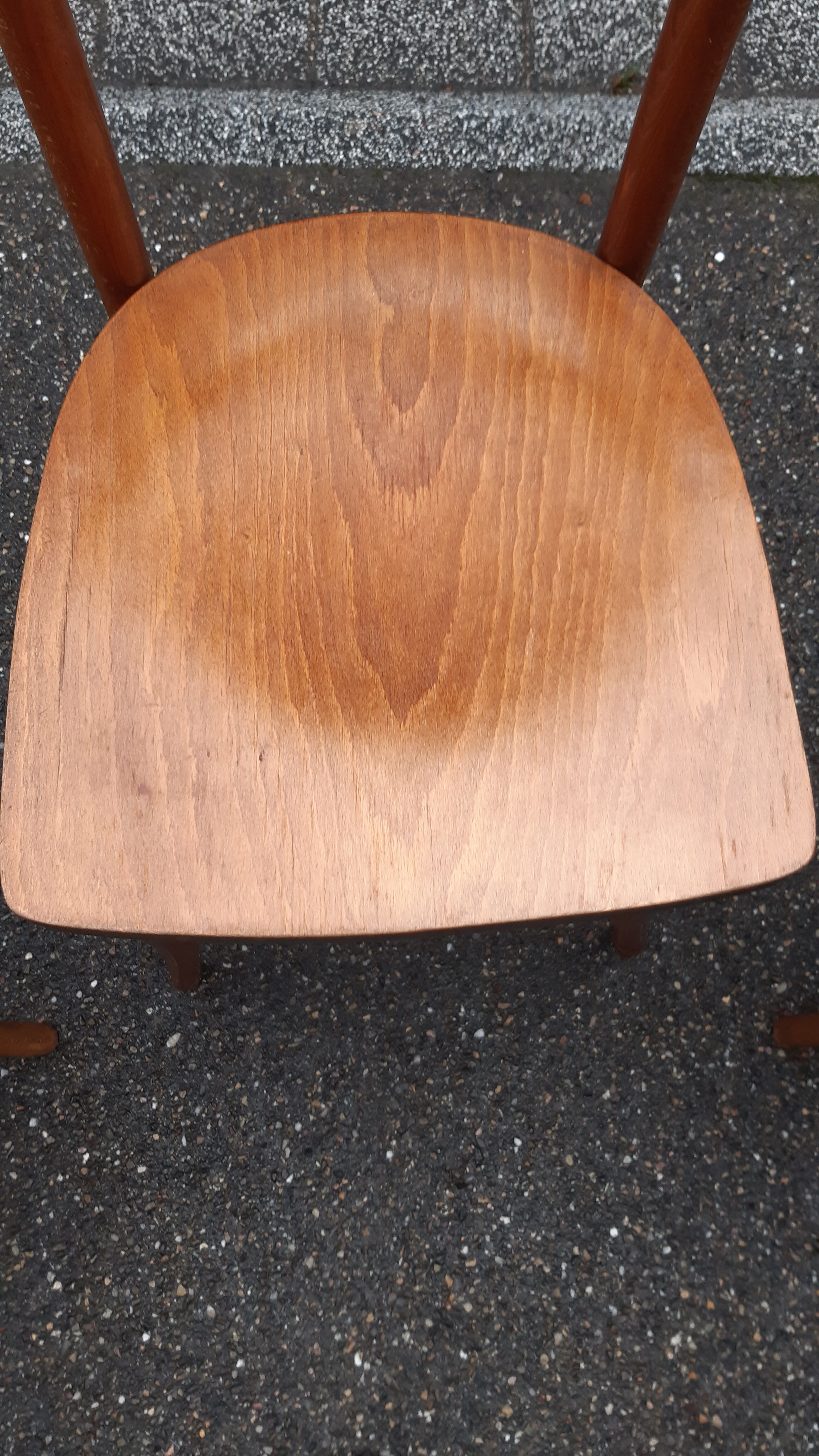 Set of 3 curved wood bistro chairs