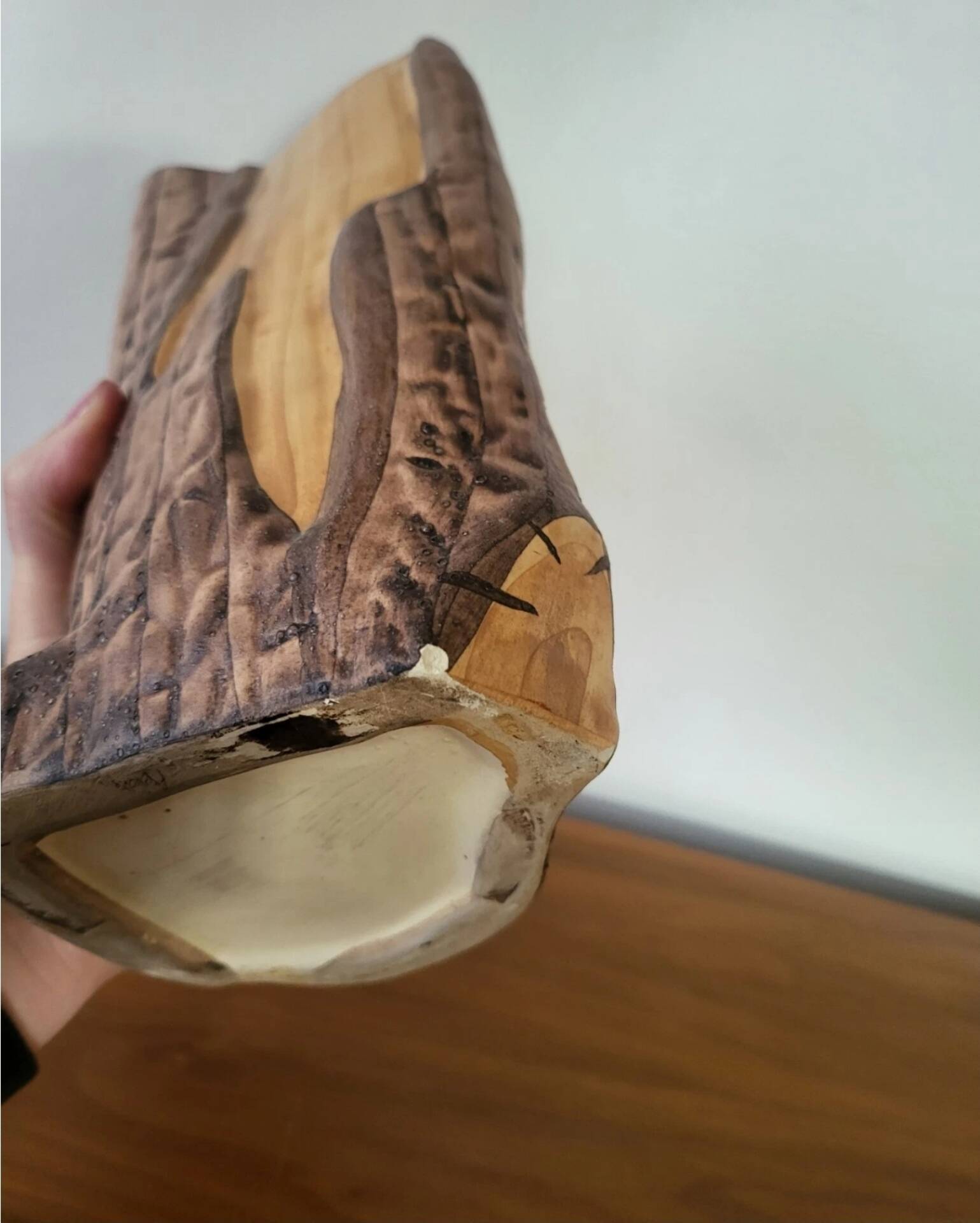 Vintage Vallauris Ceramic Vase Grandjean Jourdan Faux Wood
