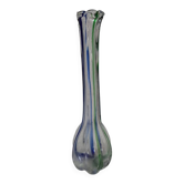 Grand vase soliflore vintage en verre de Murano filigrané bleu et vert