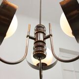 Vintage Italian Copper and Opaline Chandelier, 1970s