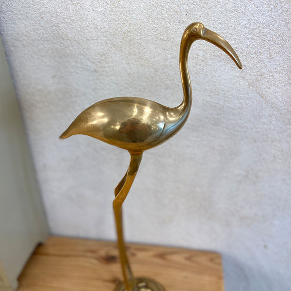 Ibis or heron in gilded brass