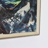 Original Swedish Mid-Century Oil on Canvas "Figures" by Erik Loo(1914-2004) - Vintage & Framed