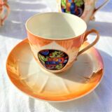 Service à café complet avec 10 tasses art déco en porcelaine de czechoslovakia