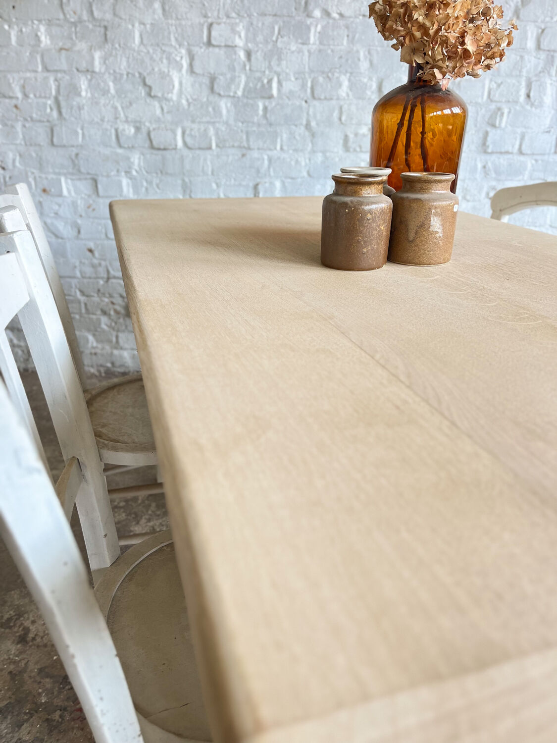 Old farmhouse table base white patina