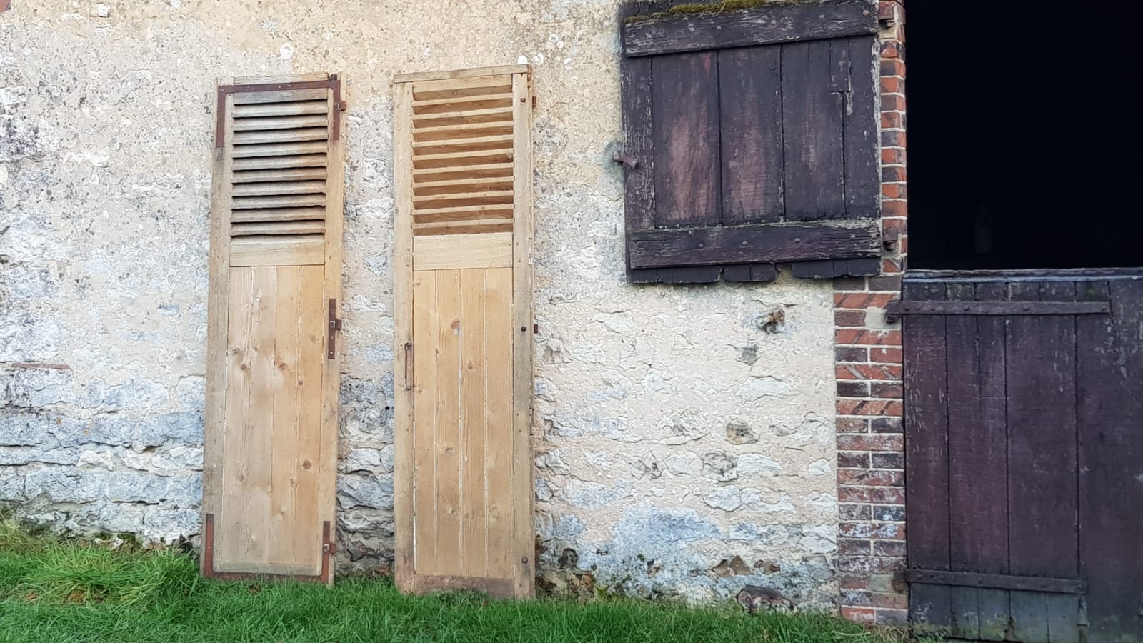 Pair of old wooden shutters