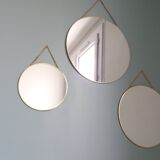 3 miroirs ronds métal doré, diametre 35, 30 et 20 cm