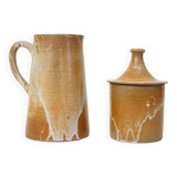 Ceramic pitcher and pot, French work from the 70s.