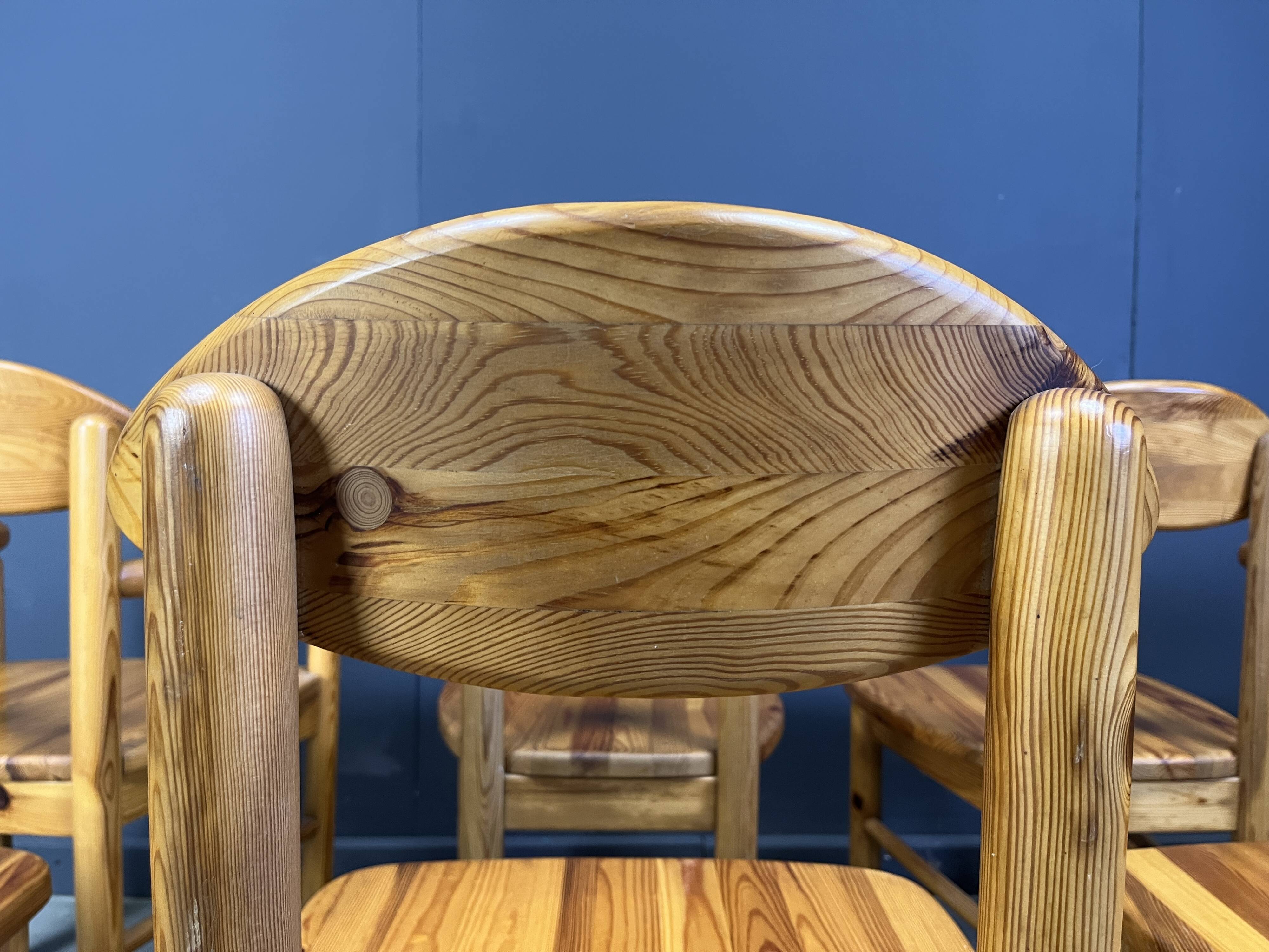 Vintage pine wood dining chairs - 1980s - set of 8