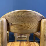 Vintage pine wood dining chairs - 1980s - set of 8