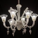 Extraordinary Art Decò Barovier e Toso Chandelier, Murano “Bubble” Glass, 1940s