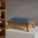 French Art Deco low stool with vintage upholstery made in the 1940s.