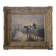 Tableau Huile sur Toile Paysage chevaux ruisseau - Signé M.T. Flabault 1929