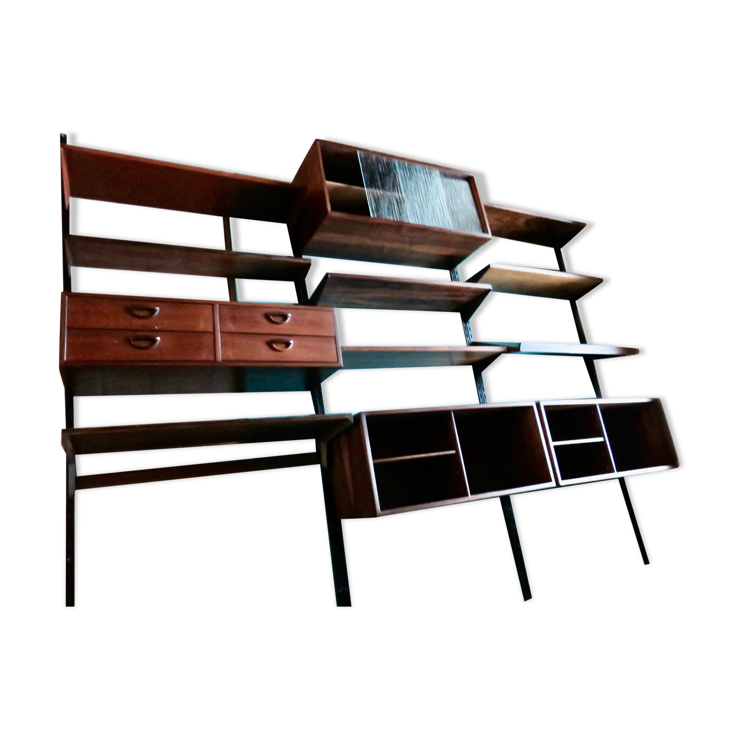 Rosewood bookcase with shelving and box system. Kai Kristensen, Denmark 1960