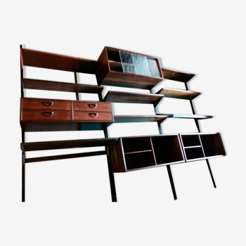 Rosewood bookcase with shelving and box system. Kai Kristensen, Denmark 1960