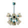 Turquoise glass and metal chandelier with 9 lights, Leclaire & Schäfer, 1960