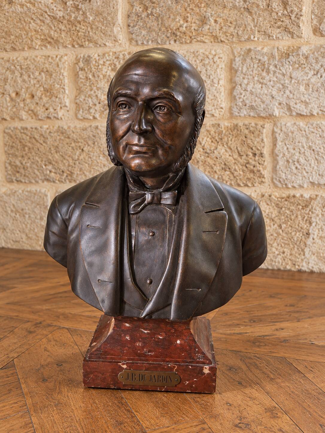 Bust of Jean-Baptiste Dujardin in bronze – Signed Parmer Fecit – 1889