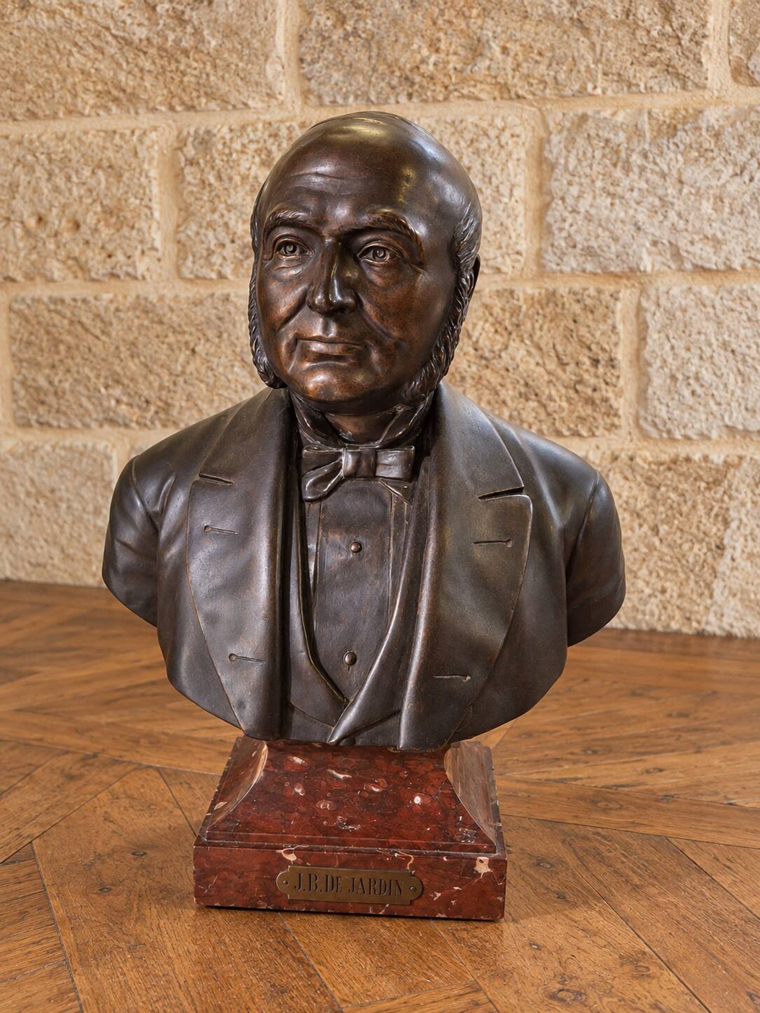 Bust of Jean-Baptiste Dujardin in bronze – Signed Parmer Fecit – 1889