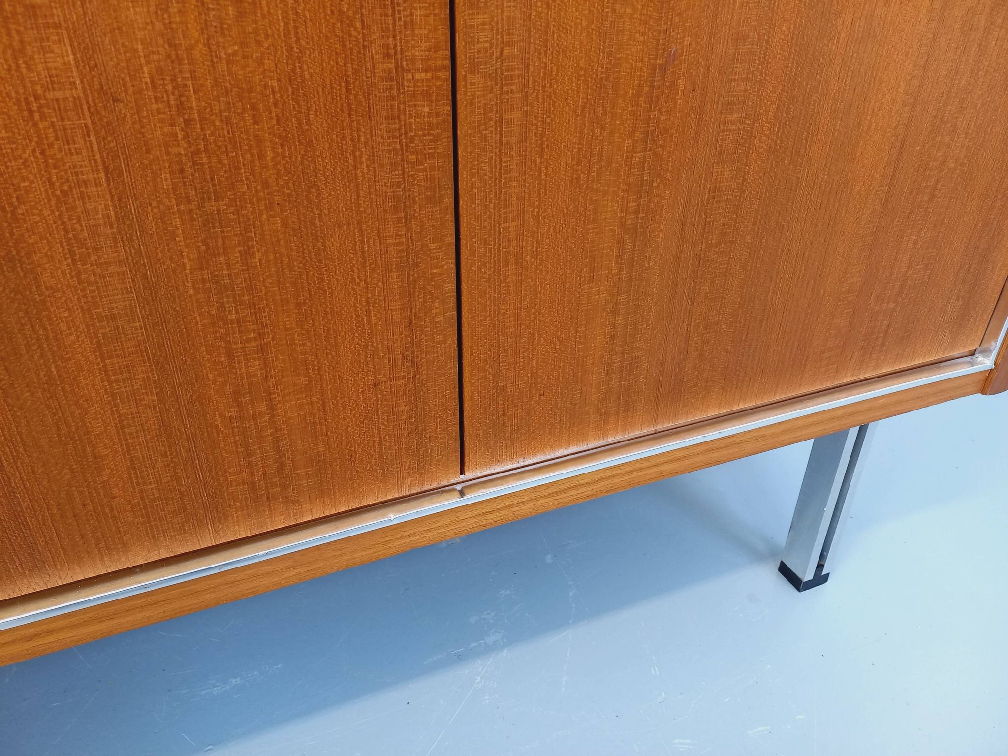 Vintage Scandinavian modernist wardrobe in teak and metal from the 1960s.