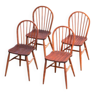 4 Chaises scandinaves à dossier baton
