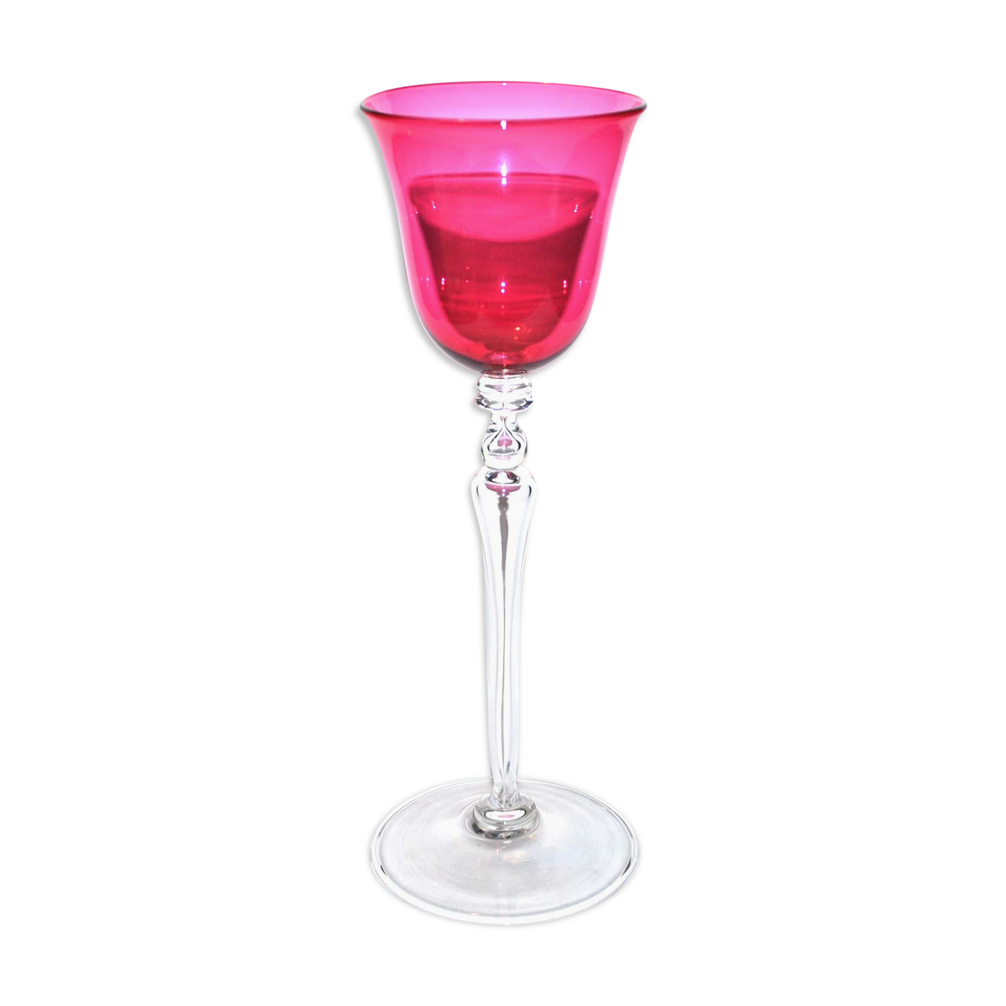 Lined blown crystal stemmed glass