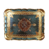Plateau florentin bleu et doré
