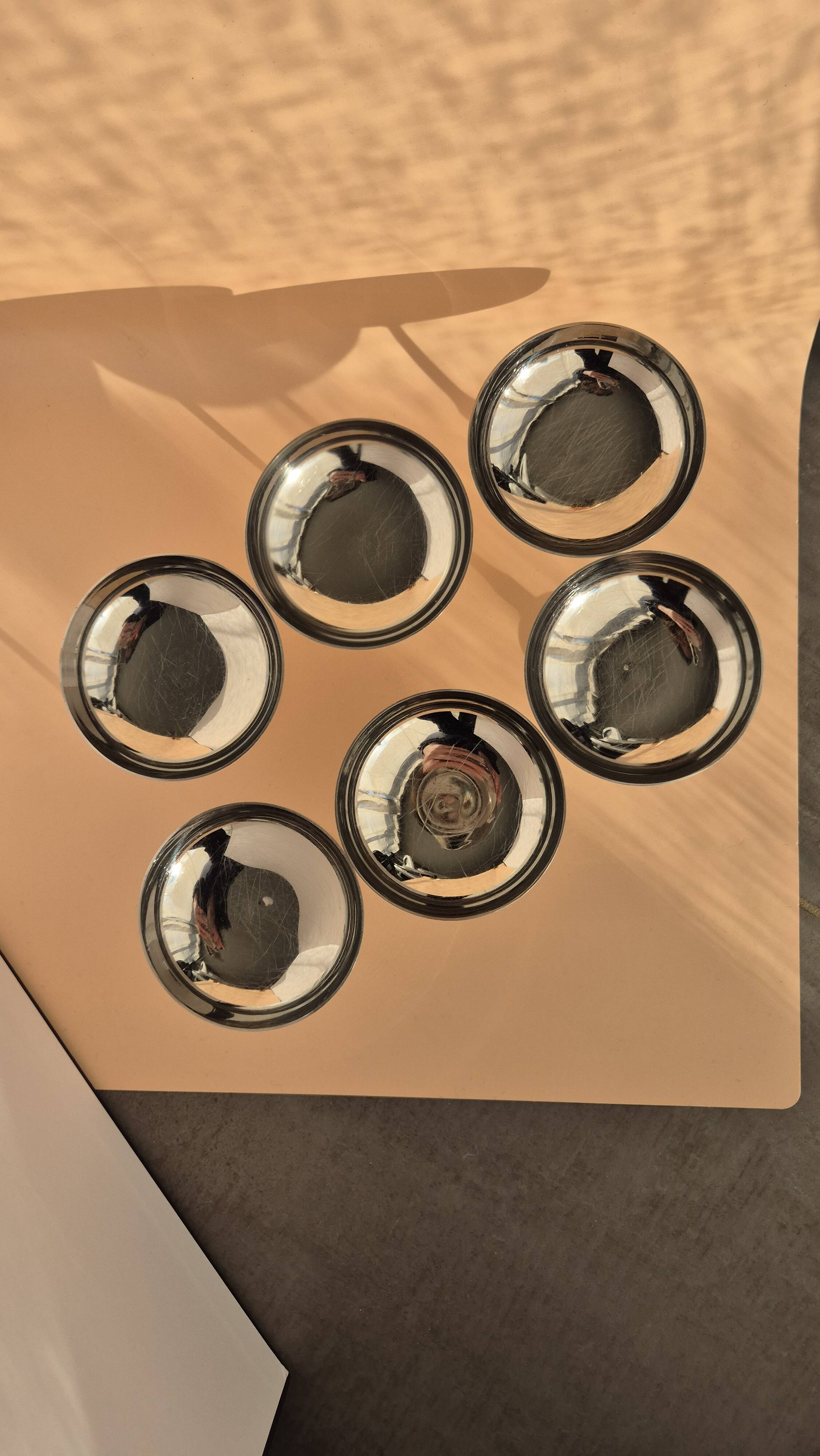 Set of 6 vintage Jean Couzon cups – 70s – 18/10 stainless steel