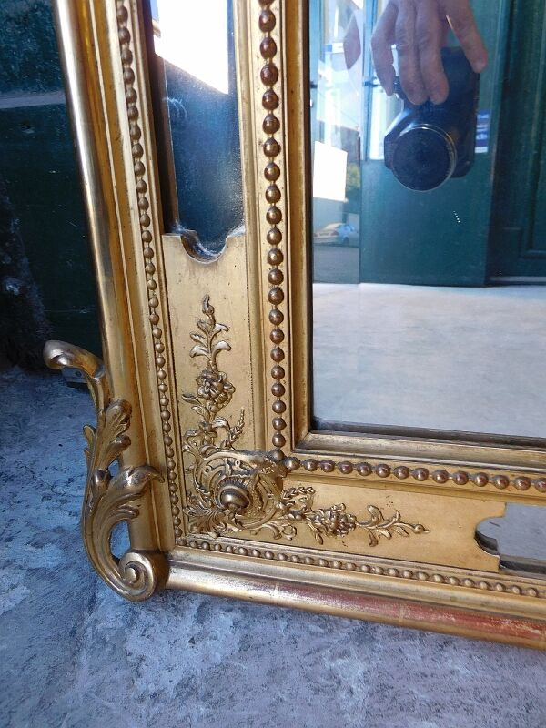 Gilded wooden mirror louis xv with frame