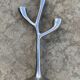 Organic candle holder in brushed aluminum, 3 branches, 1970
