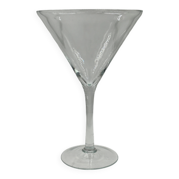 Vase vintage surdimensionné en forme de verre à martini, verre transparent