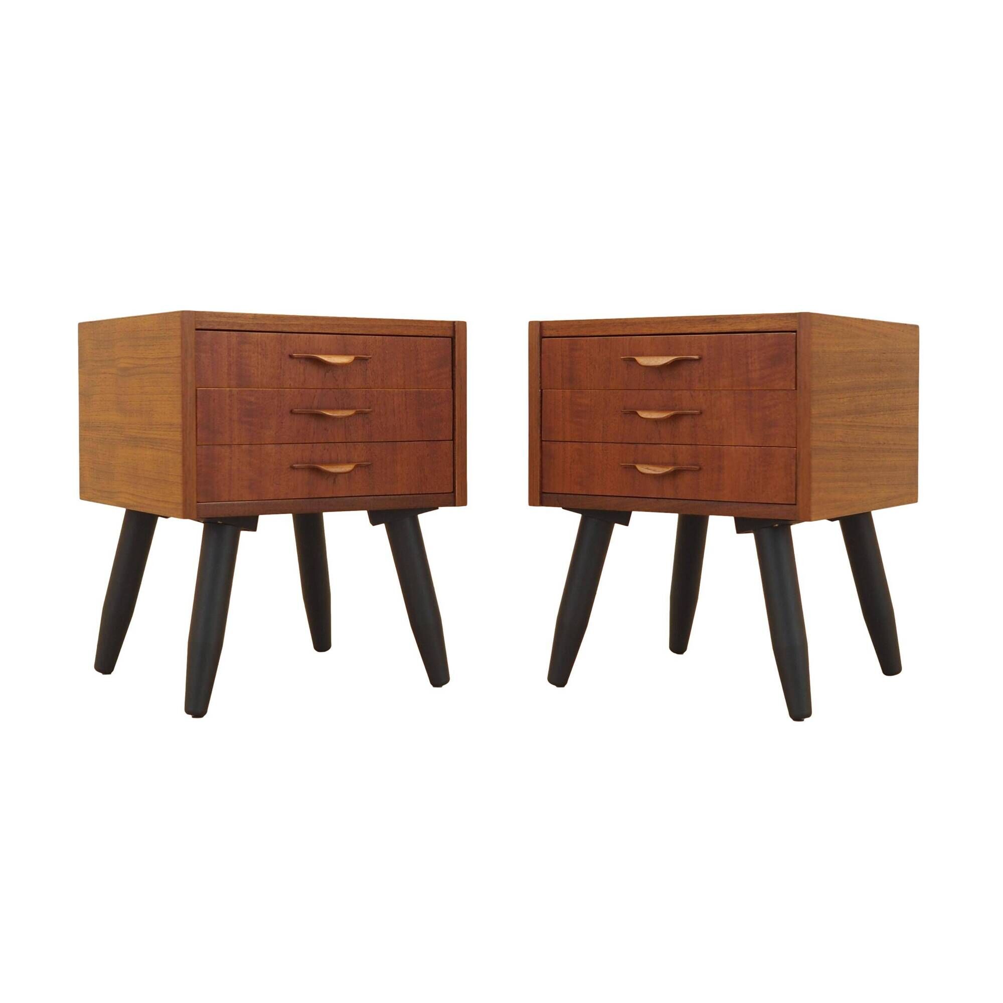 Danish teak bedside chests of drawers, 1960s