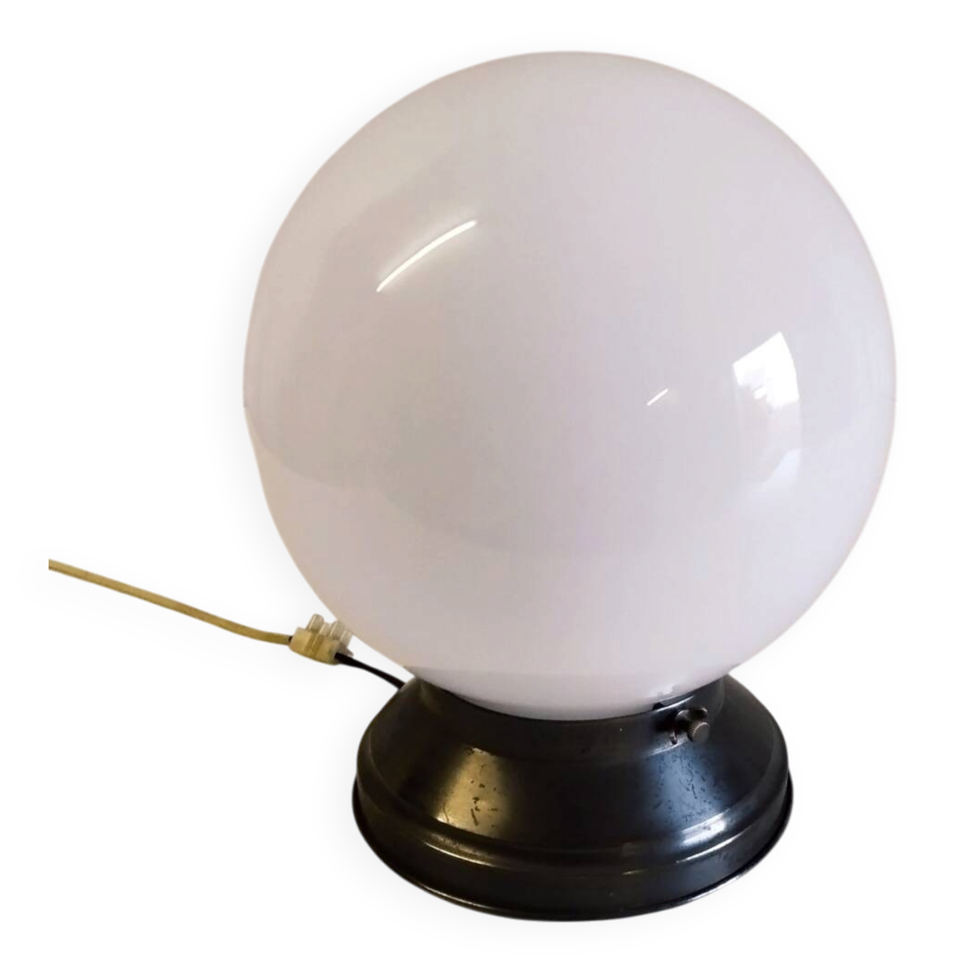 Ceiling light or Art Deco wall sconce with white opaline globe - early 20th century