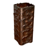 Brutalist metal block vase from the mid-century, 1960s.