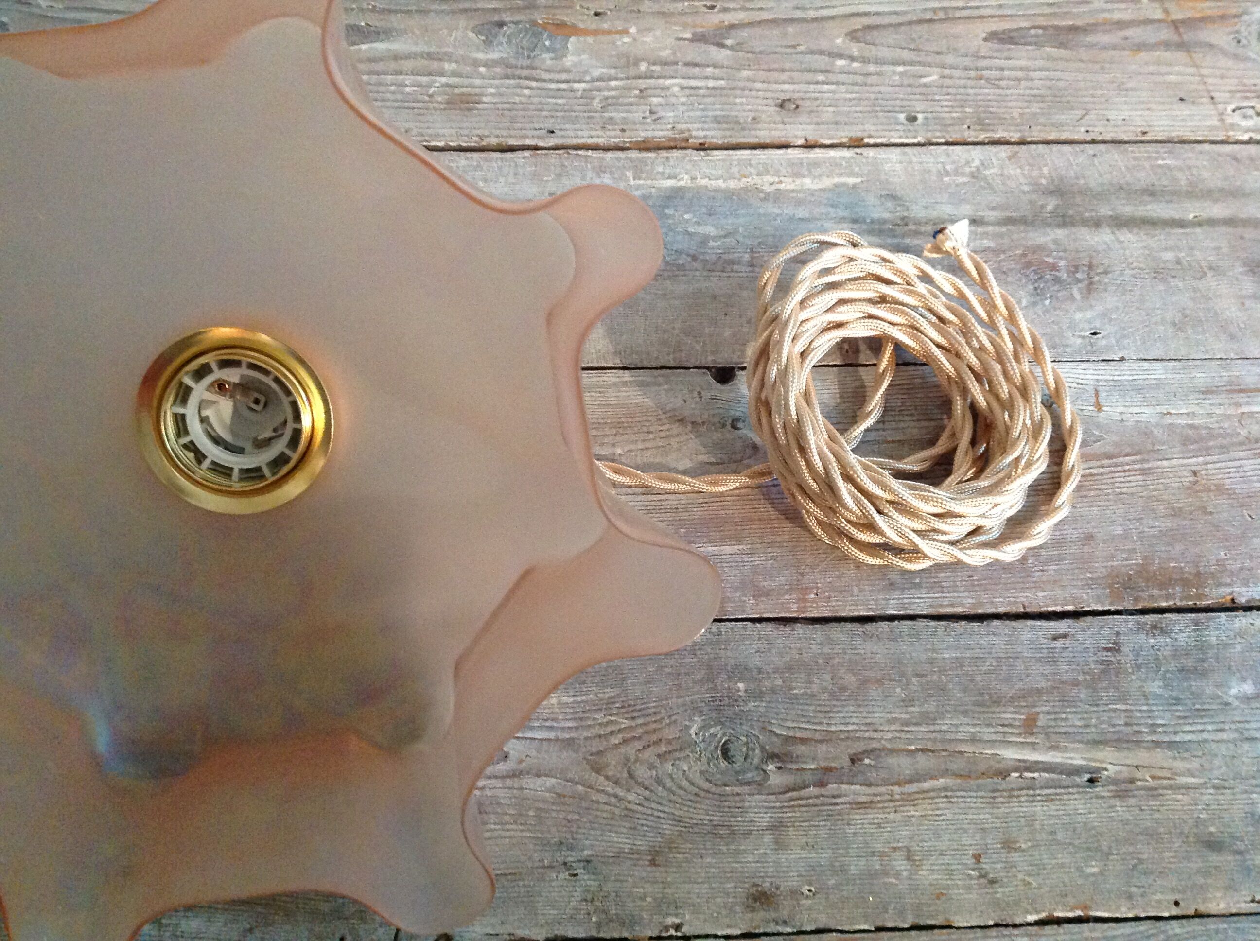 Pink opaline hanging lamp