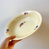 Salad bowl / hollow dish Saint Amand / Céranord hand-painted pink and blue flowers, 1940s