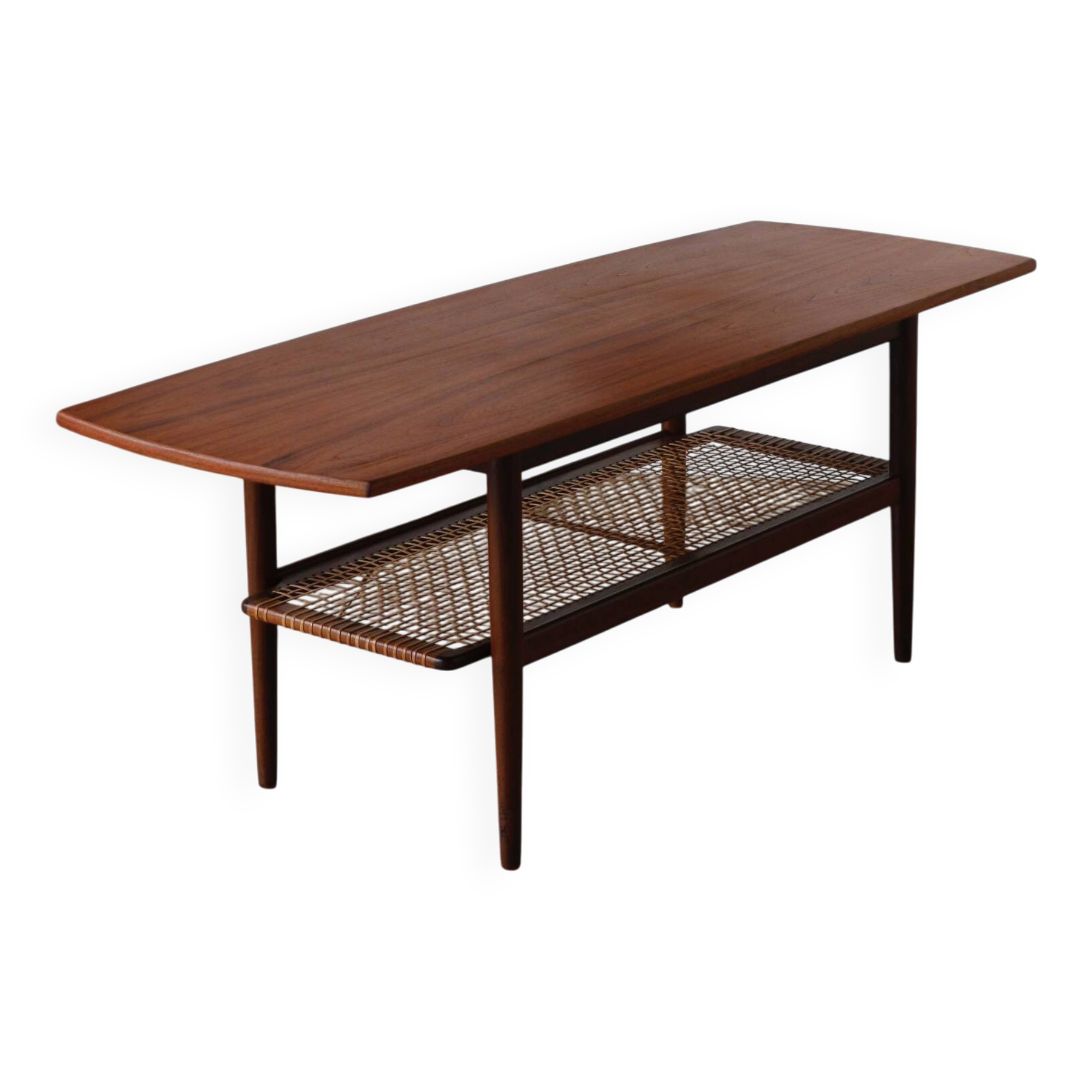 Table basse danoise double plateau en teck 1960