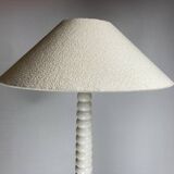 Midcentury French Alabaster floor lamp with bouclé shade, 1950s