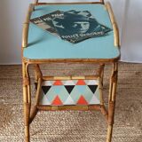 Vintage bamboo rattan serving trolley