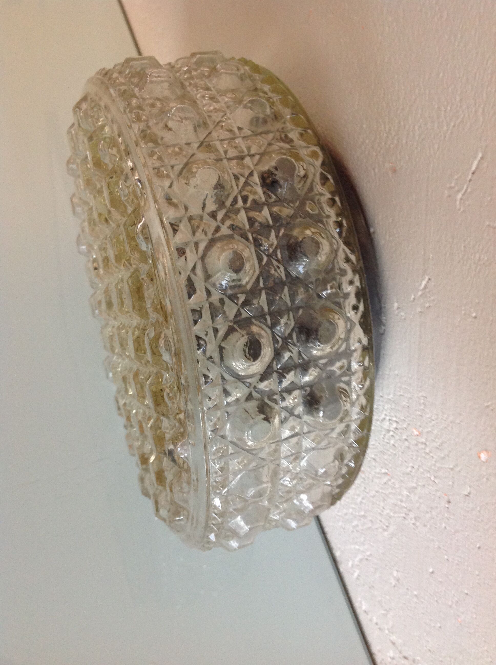 Round ceiling lamp in bubbled glass vintage 60s 70s