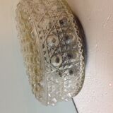 Round ceiling lamp in bubbled glass vintage 60s 70s