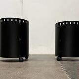 Postmodern German side tables in rolling metal and glass by D-Tec, 1980s, set of 2.