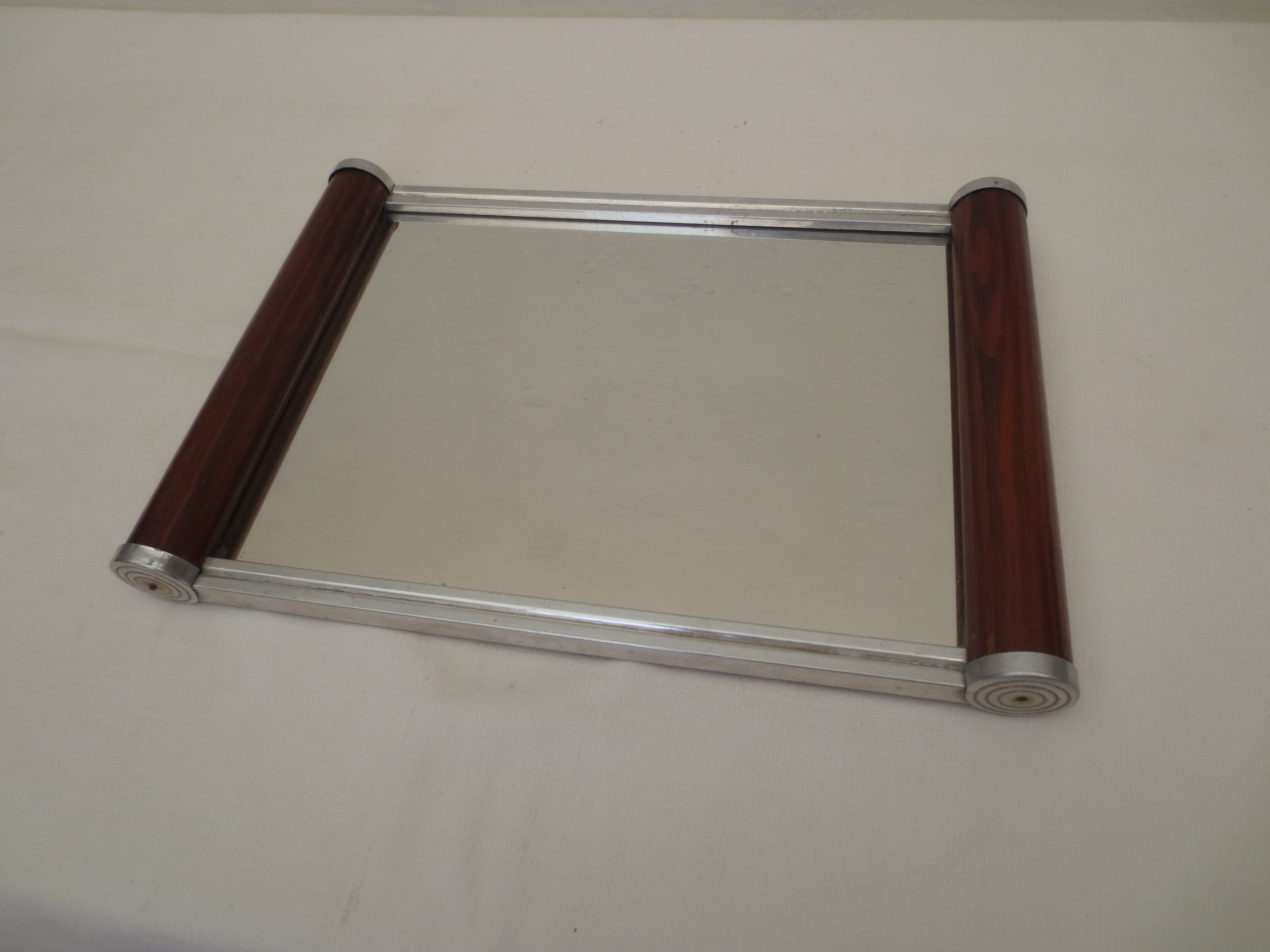 Mirror tray handles fruit wood from the 50s